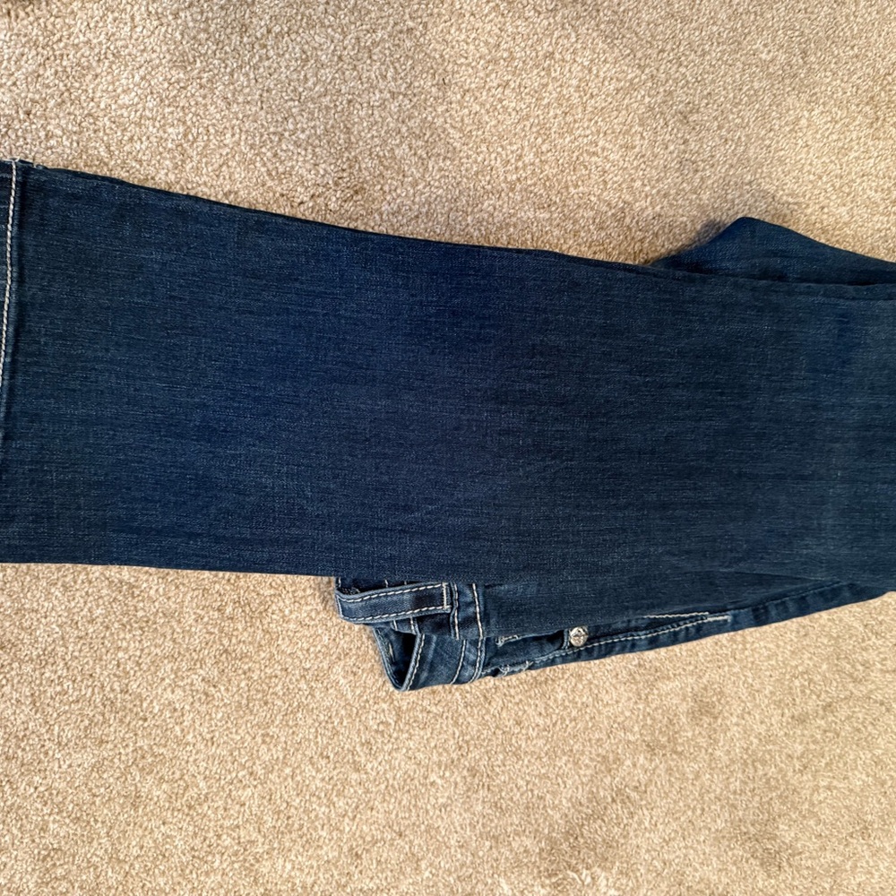 Miss Me Dark Blue Boot Cut Jeans with Fleur-de-Lis Embellishment - Picture 3 of 4